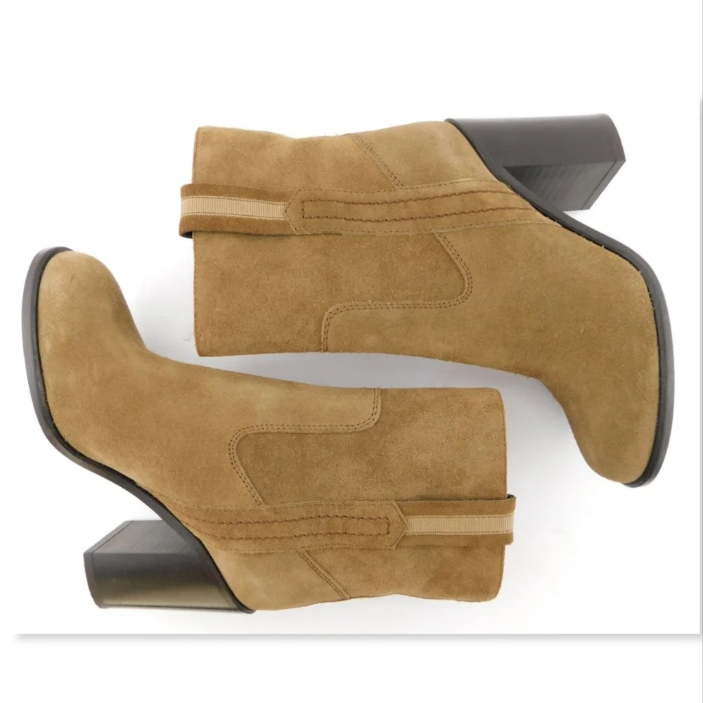 Unworn KATE SPADE Hazel Brown Suede Leather Block Heel Booties 5